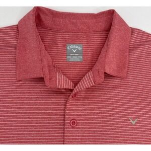 Callaway Golf Polo Men XXXL Short Sleeve Coral Pink Stripe Opti-Dri Performance